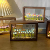 20PCS Luz Nocturna De Tulipán DIY Hecho a Mano Marco De Fotos Decoración De Hogar Atmosfera Regalo De San Valentín Navidad Cumpleaños - details 12