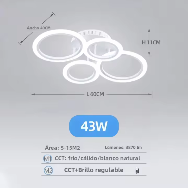 Lámpara De Techo Moderna Y Modesta IRALAN Para Sala Cocina Y Living Con Control Remoto Tres Colores Ajustables Y Luz LED - 1