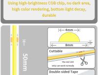 Tira De Luz LED COB Alta Densidad Flexible Para Decoración De Habitaciones Y Backlight 3000-6000K Dimmable DC 12V 24V Tape Ribbon LED - details 4