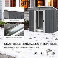 Outsunny Caseta de Jardín 2 m² 195x122x181,5 cm Cobertizo Exterior Metálico con Base Puerta Corredera 2 Ventanas y Anti-UV para Almacenar Herramientas en Terraza Patio Gris Oscuro - details 5