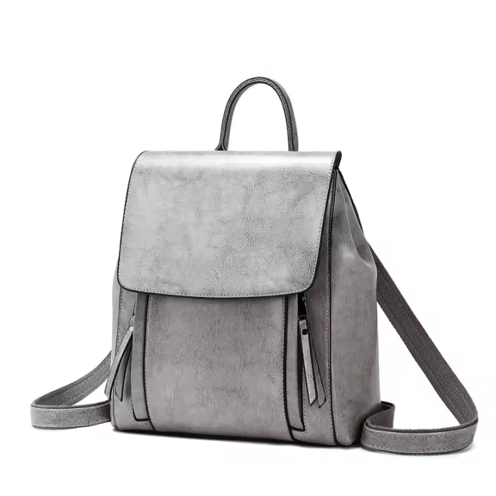 Mochila De Cuero Genuino Para Mujer Bolsa De Hombro Cruzada Estilo Escolar Con Capacidad Para Portátil Bolsas Mensajeras - 1