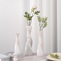 Juego de 3 jarrones de Cerámica Blanca para la decoración Moderna del Hogar, florero PARA LA Herba de La Pampa y Flores Secas. - details 0