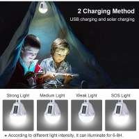 Luz solar Bombilla LED solar, recargable por USB, lámpara de Luz con Energía Solar, lámpara Colgante para Extera, lámpara de control remoto, iluminación impermeable para Jardín, patio, camping, lámpara de pared para Exteriores Starlight - details 2