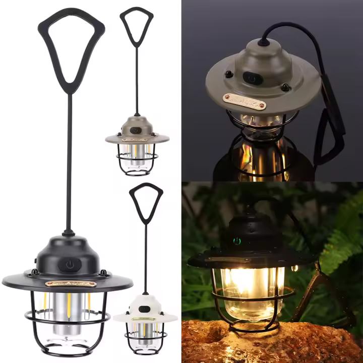 Lámpara De Camping Mini Metal 1200mAh 2700K/6500K Retro Sin Escala Dimming Carga Tipo C Para Exteriores Luz Portátil LED Para Acampar Senderismo Pesca Y Hogar - 1