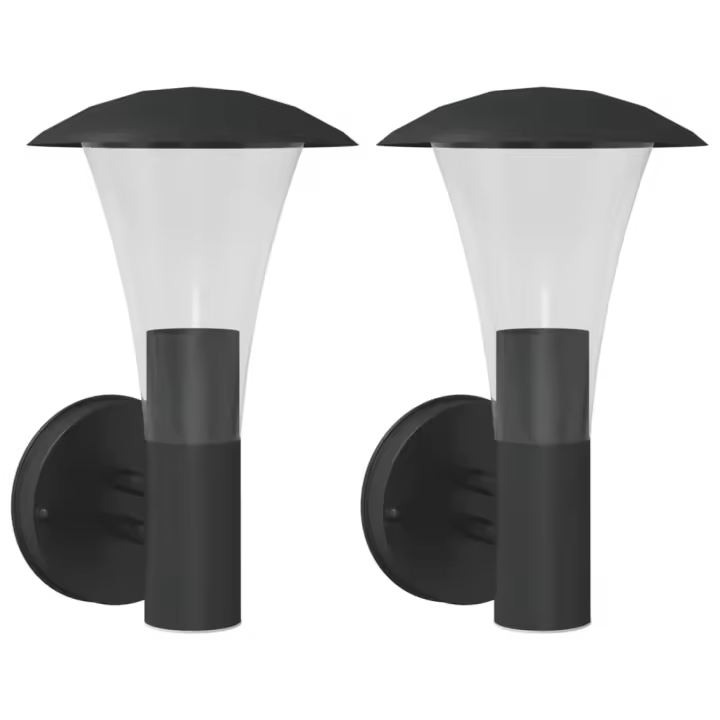 vidaXL Apliques de exterior 2 unidades acero inoxidable Color Negro,  Plateado, y mas - 1