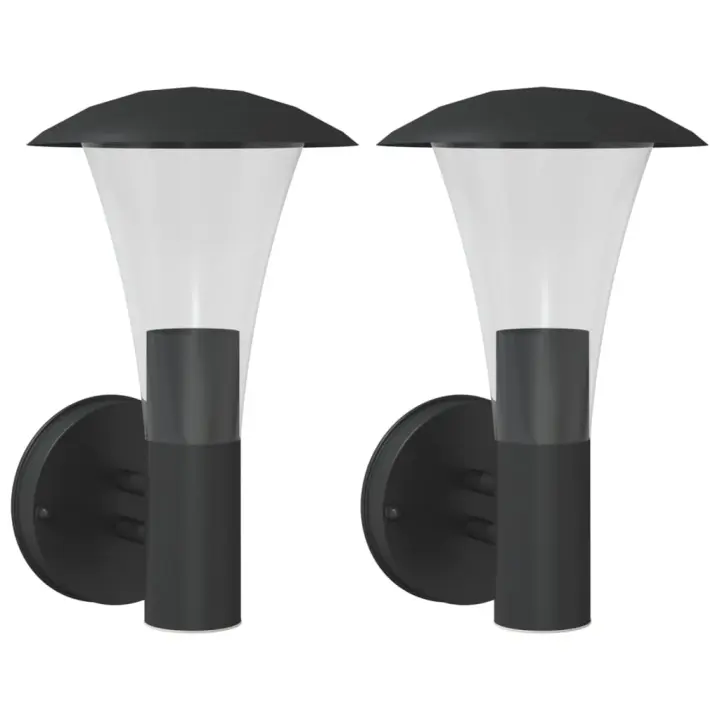 vidaXL Apliques de exterior 2 unidades acero inoxidable Color Negro,  Plateado, y mas - 1