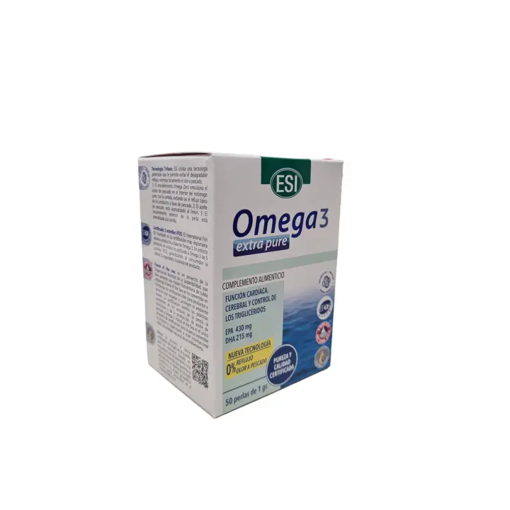 ESI - TREPAT DIET ESI Omega 3 - Suplemento Natural Extra Puro Omega 3 y Vitamina E, 50 Perlas [sin Olor] [sin Sabor] - 1