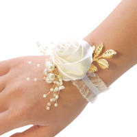 Flor De Mano Para Niñas Bodas Y Fiestas De Promoción Corbata De Satén Rosa Accesorios De Boda Flores De Tela Hechas a Mano - details 3