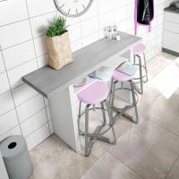 Meimon Mesa Tavolo Desplegable,Dimensiones: Cerrada, 77 cm de alto x 120 cm de ancho x 35 cm de profundidad. Abierta, 75 cm de alto x 120 cm de ancho x 70 cm de profundidad, Estilo Moderno: Acabado en Blanco Artik-Cemento, tacos anti ruidos - details 1