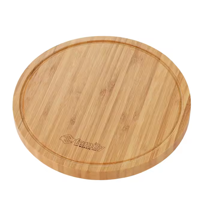 Family - Tabla Cortar Redondo Bambú Natural  Tablero Multifuncional para Picar Alimentos Verduras, Frutas, Carne  Gruesa Duraderas y Resistentes Antideslizante - 1