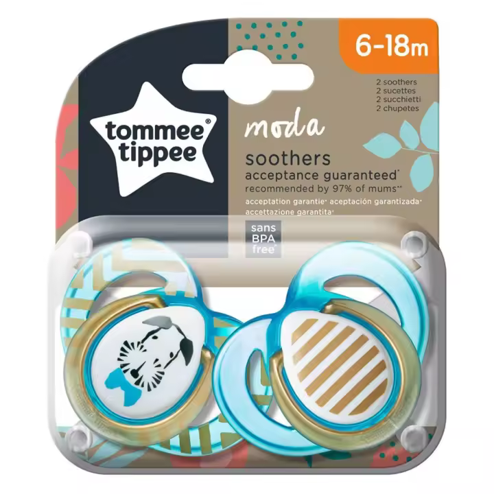 CHUPETES Moda - Bebés 6-18 meses - Sin BPA - Kit de 2 chupetes - Color Verde y celeste - TOMMEE TIPPEE - 1