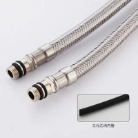 Conjunto De 2 Piezas De Tubo De Agua Flexible En Acero Inoxidable Para Baño Y Cocina Tapa De Agua Caliente Y Fría G 1/2 G 3/8 - details 3