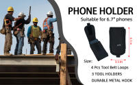 Cinturón De Herramientas KUNN Con Almohadillas Y Correa De Gel Desmontable Porta Teléfono Y 4 Bujías De Herramienta Para Construcción Unisex - details 4
