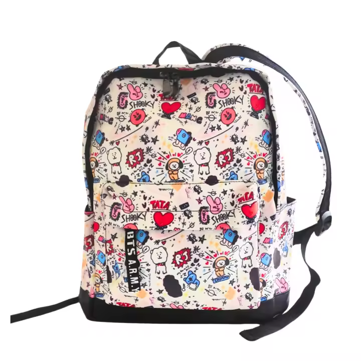 Mochila Mediana BT21 Blanca - Mochila mediana Rigida y de buena calidad - BTS kpop haruhana - 1