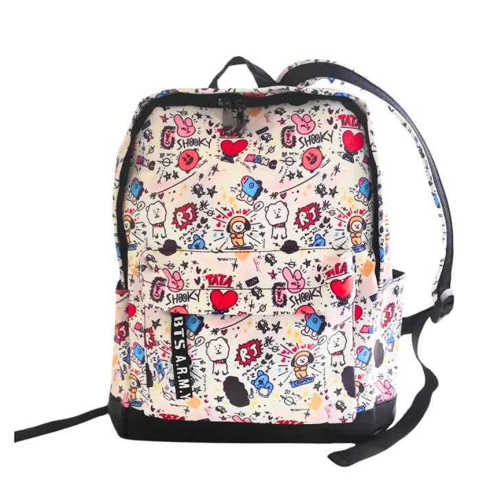 Mochila Mediana BT21 Blanca - Mochila mediana Rigida y de buena calidad - BTS kpop haruhana - 1