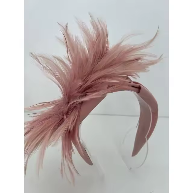 Diadema rosa maquillaje con plumas - 1