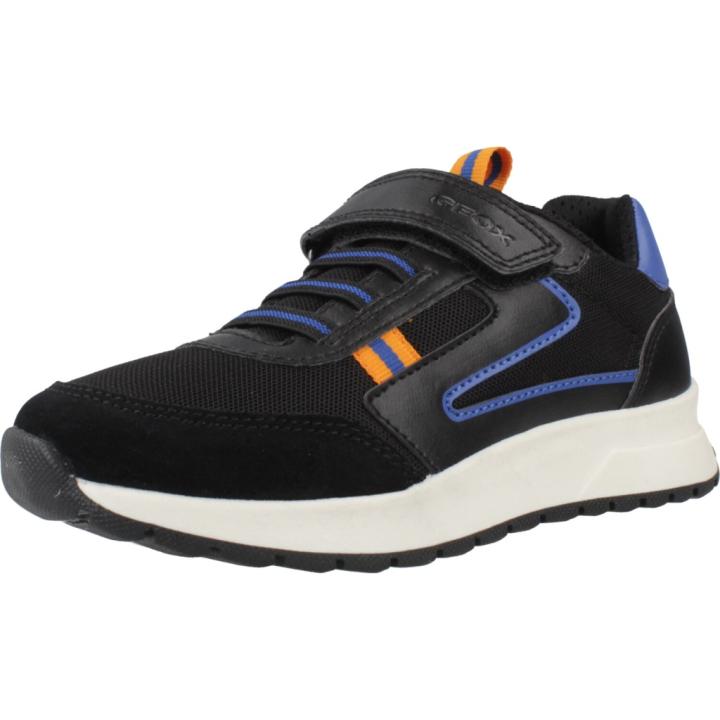 Geox J Briezee Boy Sneakers for Boys, Casual Footwear with Soft Sole and Non-Slip Design, Ideal for Spring/Summer 24, Black Color, Fabric/Synthetic Upper.