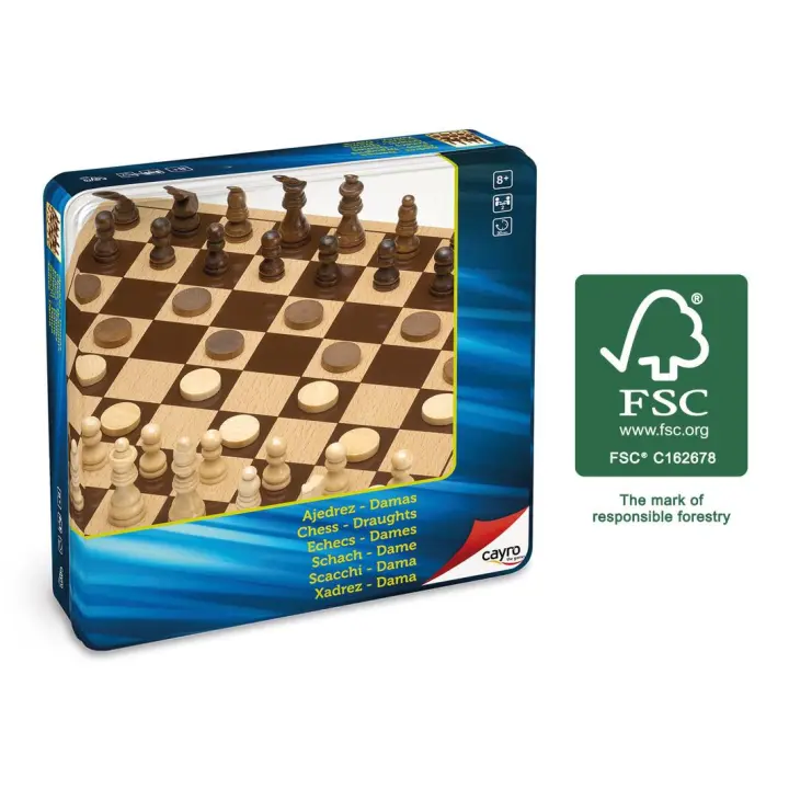 JUEGO DE MESA METALICO AJEDREZ / DAMAS DE MADERA CAYRO - 1