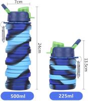 Botella de Agua plegable de silicona, botella de Agua portátil a prueba de fugas de 16 oz, Taza Deportiva con pajita - details 3