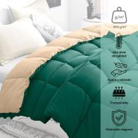 DECASATEXTIL -Edredon Nordico Bicolor Reversible - 400Gr/m2 - Diferentes medidas - Edredon Microfibra – Reversible- Suave, cómodo, Ligero y Transpirable – VERDE/LINO - details 0