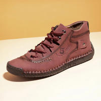 Zapatos Casuales De Cuero Hechos a Mano Para Hombre Con Pelo Para Invierno Mocasines Confort Para Caminar Loafer Planos En Venta Caliente - details 1