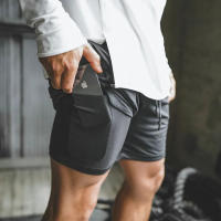 Shorts Deportivos Para Hombre Con Bolsillo Integrado Secado Rápido Verano 2 En 1 Shorts De Playa Y Gimnasio Doble Capa Transpirables Y Cómodos - details 3