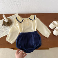 Conjunto De Ropa Para Bebés Niñas Y Niños Navidad Azul Marino Manga Larga Cuello Redondo Tees Pantalones Básicos Algodón Puro 2 Piezas Otoño - details 13