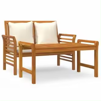 VIDAXL 312141 conjunto de muebles para jardín fabricado en madera maciza y tela de poliéster con acabado en color blanco crema vida xl - 1