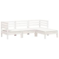 vidaXL Sofá de jardín de 3 plazas con reposapiés madera maciza Douglas Pino blanco, Marrón cera, Douglas natural Conjunto Terraza Muebles Jardín Exterior Juego de Muebles de jardín Mueble Jardín Exterior Muebles de Salon Exterior - details 2