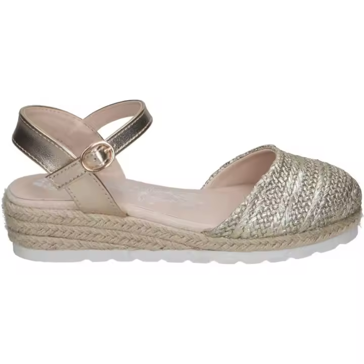 CHK10 | Sandalias con Cuña CHIKA10 Golondrina 05 para Niña – Alpargatas en Color Dorado con Detalles – Yutes con Hebilla – Espadrilles con Cuña Baja y Cómoda – Versátiles y Combinables – Moda – Estilosas - 1