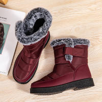 Botas De Invierno Para Mujer Talla Grande 44 Impermeables Con Peluche Grueso Botines De Nieve Con Correa De Ganchillo Y Plataforma Antideslizante - details 4
