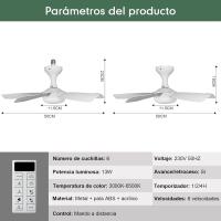 Ventilador base con Luz LED, ventilador de techo con base E27, 5 Aspas, motor DC 6 velocidades regulables, 6000K, ideal para Baños, dormitorios, garajes, y 50 CM) - details 4