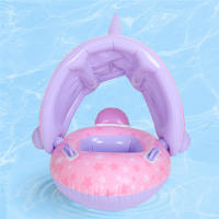 Anillo Inflable Para Bebé Con Asiento Y Sombrilla Para Natación En Piscina Y Playa Juguete Acuático Para Niños En Verano - details 14
