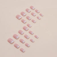 Uñas Postizas Francés Gradient Cortas 24 PCs Con 1 Jelly Y 1 Archivo De Uñas ABS Para Fiesta - details 2