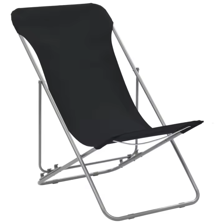 Sillas de Playa plieges 2 Unidades Maple y Canvas Oxford Negra - 1