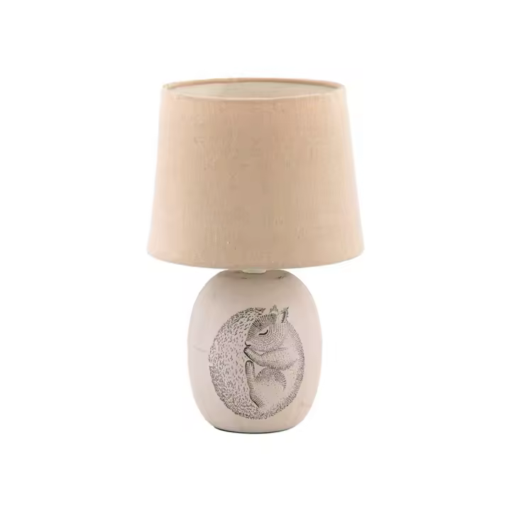 Lampara Mesa Ceramica Marrón E14 Tela Estilo Vintage/ Romántico DORKA  RABALUX - 1