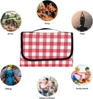 Manta de picnic impermeable para playa, 200 x 200 cm, lavable, ligera , con asa, color rojo a cuadros - details 3