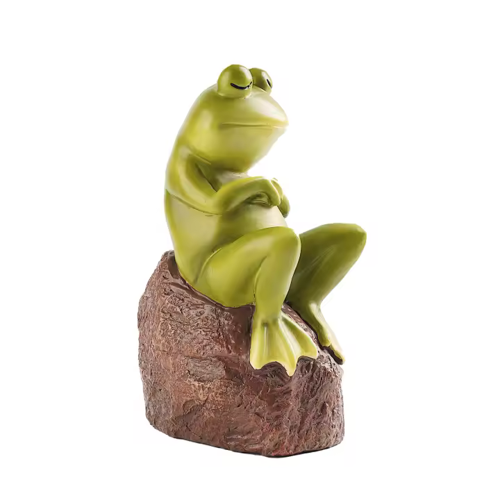Estatua de rana decorativa - Decoración de jardín - Diseño creativo - 1 pieza - Verde - Ideal para patio al aire libre - 1