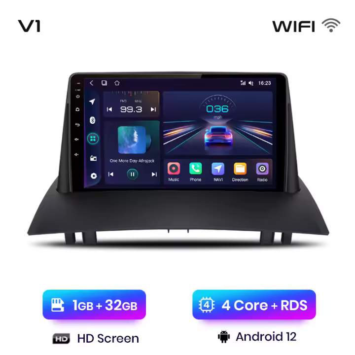 Junsun Radio Coche para Renault Megane 2 2002 2003 2004 2005 2006 2007 2008 2009 AI Voice 2 din Pantalla Coche Android Auto Multimedia Navegación GPS Auto radio - 1