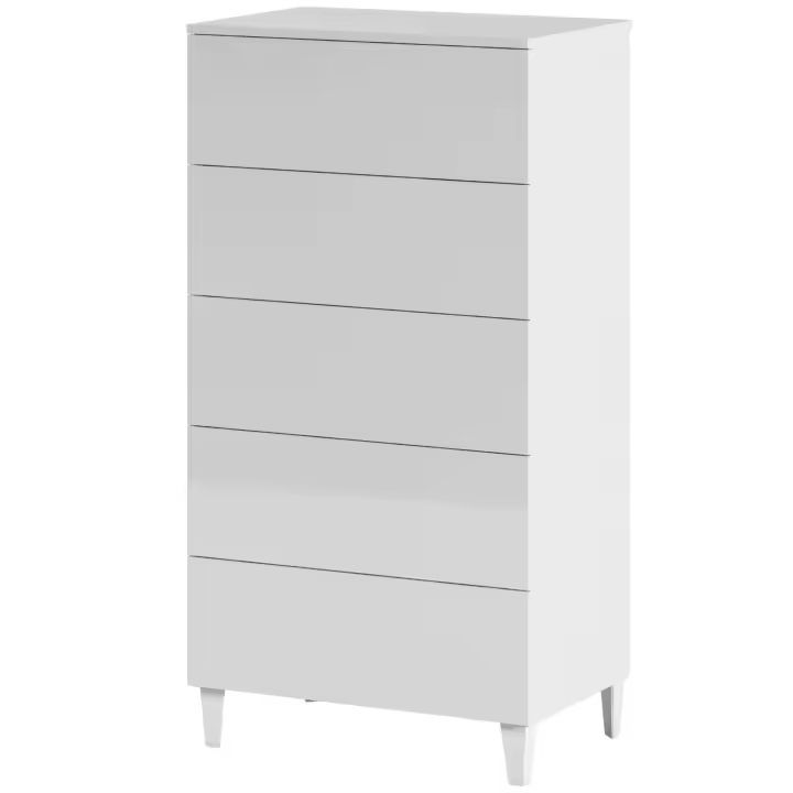 Miroytengo Cómoda o sinfonier habitación dormitorio con cinco cajones en blanco brillo 61x117x40 cm - 1