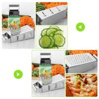 Rallador De Cocina Multifuncional De Acero Inoxidable Con Cuchillas De 4 Lados Para Verduras Queso Y Frutas Herramienta Manual Con Contenedor - details 3