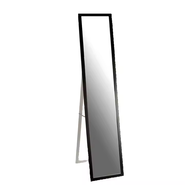 ARISE SHOP-Espejo de Pie Cuerpo Entero Espejo de Pared Rectangular con 2 Formas de Uso Moderno para Pasillo Dormitorio Sala de Estar 30X120CM Negro Y Madera. - 1