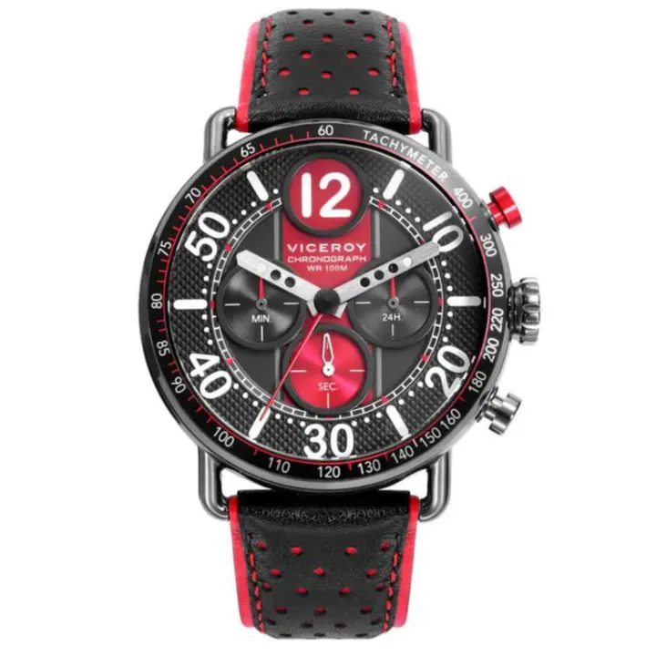 Reloj Viceroy Hombre Magnum con Correa de Piel Negra y Roja - Modelo 46815-54 - 1