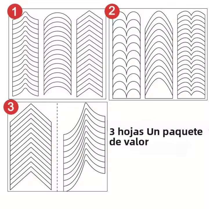 3PCS Guías De Uñas Francesas Autocolantes Blancos Para Decoración DIY Herramientas deStencil Y Decales De Punta De Encaje - 1
