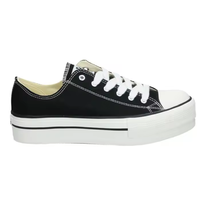 VICTORIA | Zapatillas Lonas Victoria para Mujer – Deportivas con Plataforma en Color Negro – Zapatillas Cómodas y de Alta Calidad – Zapatillas con Cierre de Cordones – Versátiles - Modelo 1061100 - 1