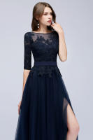 Vestido Elegante De Maxi Para Madre De La Novia Con Encaje Y Tules BABYONLINE Sin Mangas Con Cintura A-LINE Decoración De Perlas Y Broches - details 7