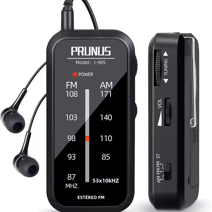 Mini Walkman Portátil PRUNUS Radio De Bolsillo AM FM Con Estéreo Y Auriculares Baterías AAA Función De Reproducción De Música Portátil - 1