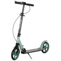 HOMCOM Patinete Plegable para Adultos y Niños de +14 Años Scooter Ligero con Manillar Ajustable Grandes Ruedas Ø200 mm Amortiguador y Freno Aluminio Carga 100 kg 91,5x36,5x91-104 cm Verde - details 0