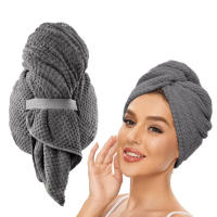Toalla De Pelo De Microfibra Extra Grande Con Cinta Elástica Secado Rápido Ultra Absorbente Suave Turban Para El Cabello - details 1