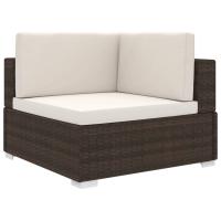 vidaXL Asiento seccional de esquina con cojines 1 uds ratán PE en color Marrón/Negro y blanco | acolchados duraderos para sofás de jardín terraza exterior - details 0